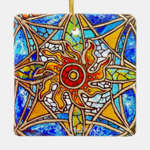 Stained Glass Mandala 40-27 by Julie Ann Stricklin Ceramic Ornament