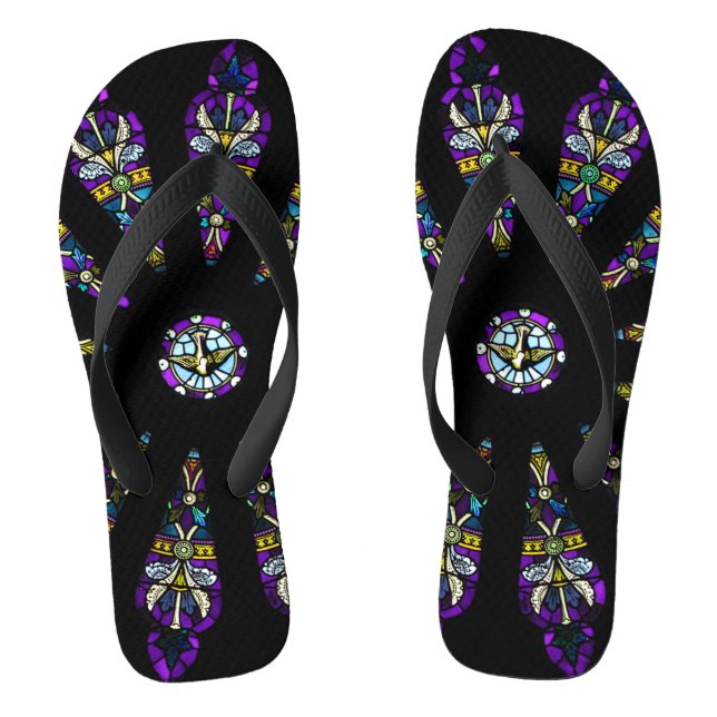 Stained Glass Mandala Flip Flops (Footbed)