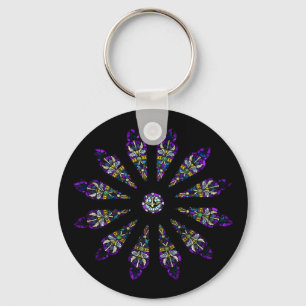 Stained Glass Mandala Key Ring