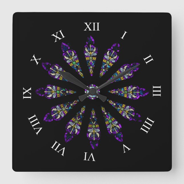 Stained Glass Mandala Wall Clock (Front)