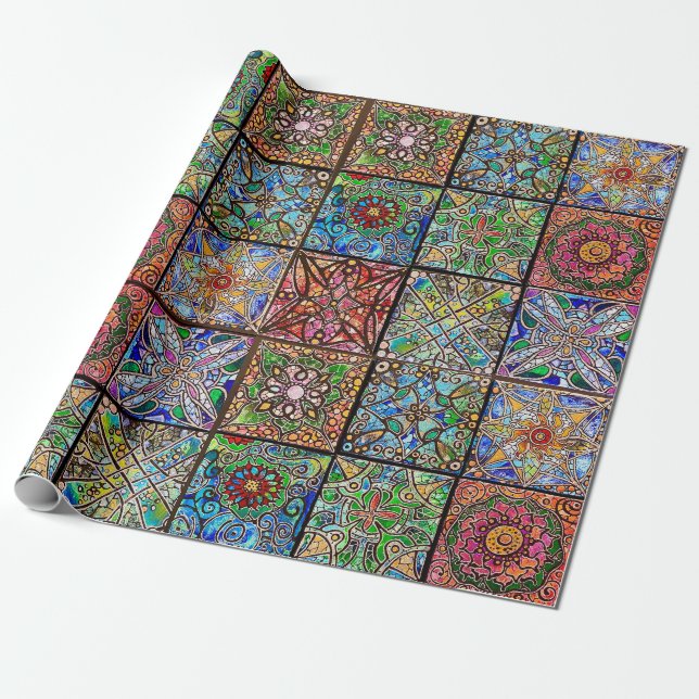 Stained Glass Mandala wrapping Paper (Unrolled)