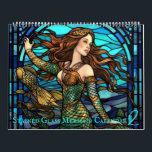 Stained Glass Mermaid 2 Calendar<br><div class="desc">Beautiful stained glass mermaid calendar features 12 months of stunning artwork featuring mermaids in underwater and seaside settings. Includes depictions of fish, sea turtles, and other wildlife. Colourful, classic, vintage feel illustrations of mythical fantasy creatures. Makes a perfect Christmas gift for those into the mermaidcore aesthetic. Calendar can be customised...</div>