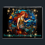 Stained Glass Mermaid Calendar<br><div class="desc">Beautiful stained glass mermaid calendar features 12 months of stunning artwork featuring mermaids in underwater and seaside settings. Includes depictions of fish, sea turtles, and other wildlife. Colourful, classic, vintage feel illustrations of mythical fantasy creatures. Makes a perfect Christmas gift for those into the mermaidcore aesthetic. Calendar can be customised...</div>