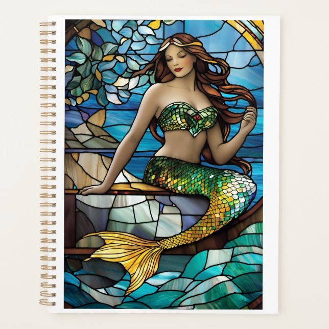 Stained glass mermaid  planner (Front)