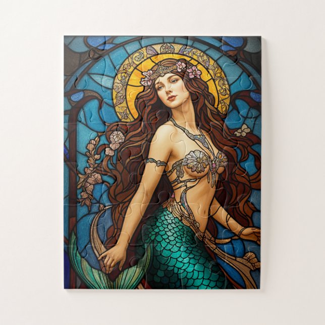 stained glass mermaid puzzle (Vertical)