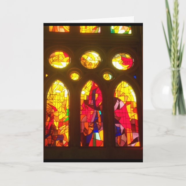 Stained Glass Merry Christmas Holiday Card (Front)