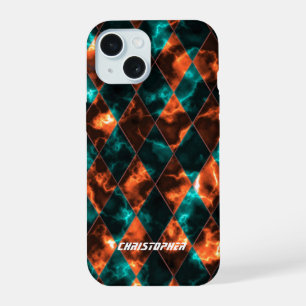 Stained Glass Misty Aqua Gold iPhone 15 Case