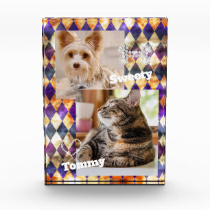 Stained Glass Misty Purple Gold Photo Block