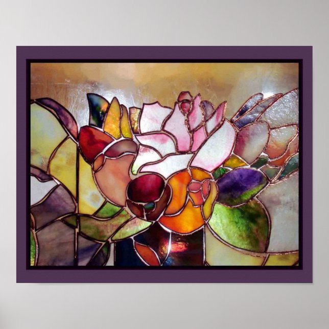 Stained Glass Modern Flower Wall Art (Front)