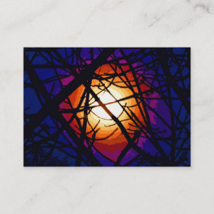 Stained Glass Moon Abstract ATC Business Card