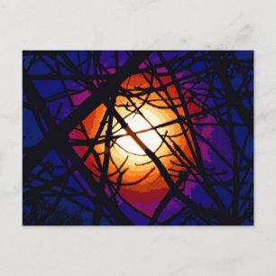 Stained Glass Moon Abstract Postcard