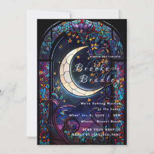 Stained‑Glass Moon & Stars Wedding Invitation
