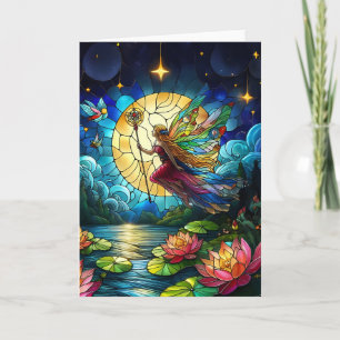Stained Glass Moonlight Flight Fairy  Card