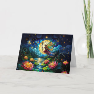 Stained Glass Moonlight Flight Fairy Card