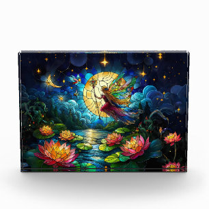 Stained Glass Moonlight Flight Fairy Photo Block