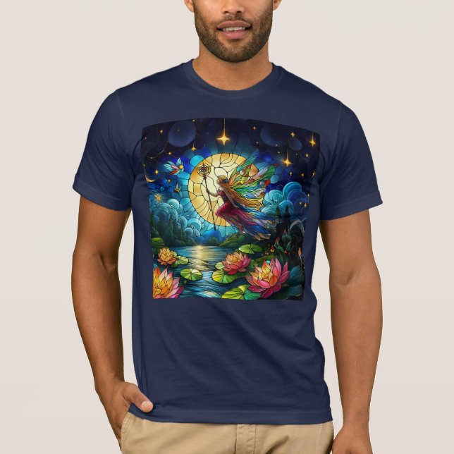 Stained Glass Moonlight Flight Fairy  T-Shirt (Front)
