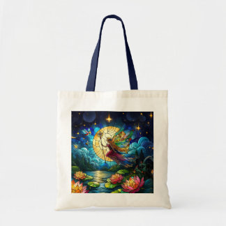 Stained Glass Moonlight Flight Fairy  Tote Bag