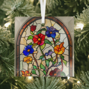 Stained glass morning glories Ornament