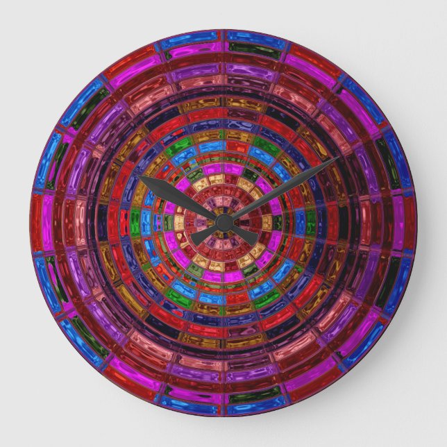 Stained Glass Mosaic Abstract #2 Large Clock (Front)