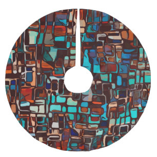 stained glass mosaic abstract brushed polyester tree skirt