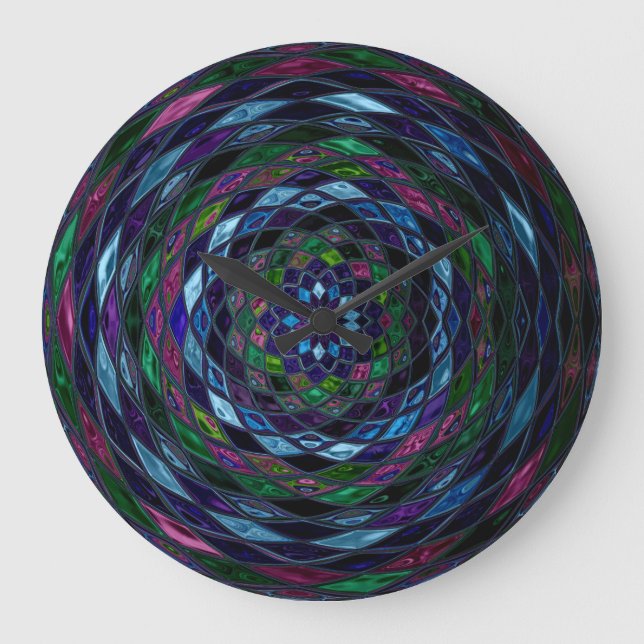 Stained Glass Mosaic Abstract Large Clock (Front)