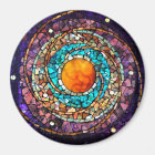 Stained Glass Mosaic Magnet "Celestial Clockwork"