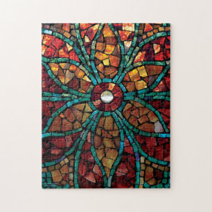 Stained Glass Mosaic Puzzle "Autumn Flower"