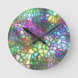 Stained Glass Mosaic Round Clock