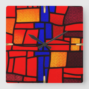 Stained Glass Mosaic Square Wall Clock