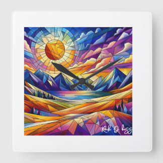 Stained Glass Mountain Clock