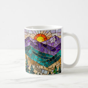 Stained Glass Mountain Sunrise Mug - Nature Art Co
