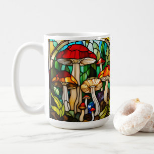 Stained Glass Mushroom Art Coffee Mug