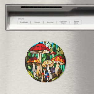 Stained Glass Mushroom Art Magnet
