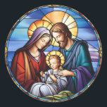 Stained Glass Nativity Christmas Classic Round Sticker<br><div class="desc">Stained Glass Nativity Christmas</div>