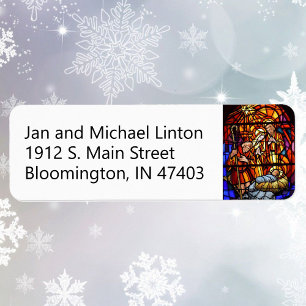 Stained Glass Nativity Christmas Return Address Label