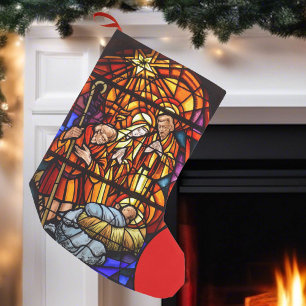 Stained Glass Nativity Christmas Small Christmas Stocking