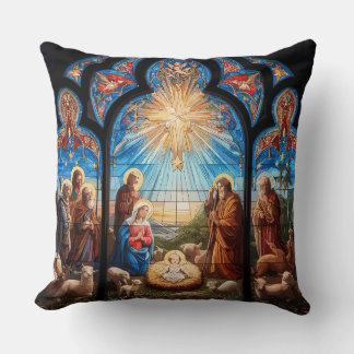 Stained Glass Nativity Cushion