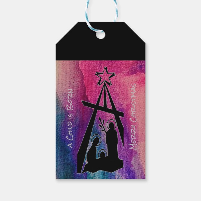 Stained Glass Nativity Gift Tags (Front)