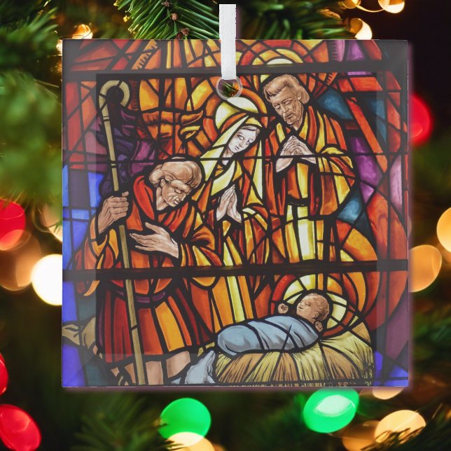 Stained Glass Nativity Image Baby Jesus Glass Tree Decoration (Creator Uploaded)