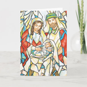 Stained Glass Nativity Painting Holiday Card