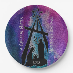 Stained Glass Nativity Paper Plate