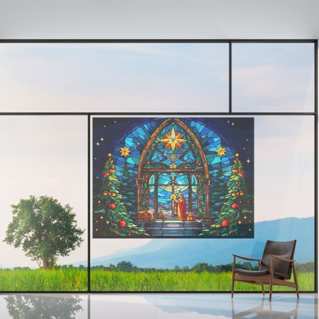 Stained Glass Nativity Scene Xmas Church Art (Creator Uploaded)