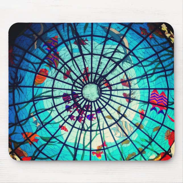 Stained glass ocean tropical fish mouse pad (Front)
