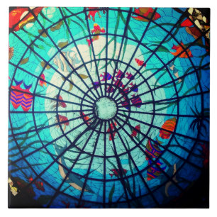 Stained glass ocean tropical fish tile