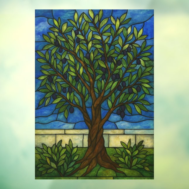 Stained Glass Olive Tree Nature Art Eco Gift (Sheet 3)
