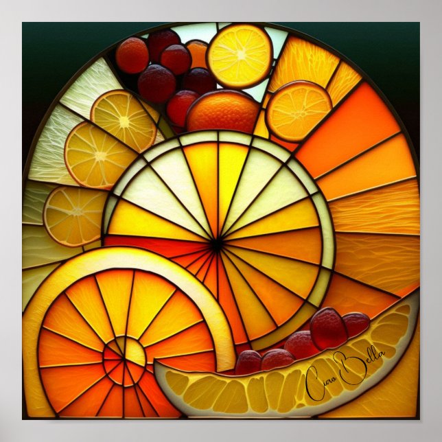 Stained Glass Orange wedges Poster (Front)