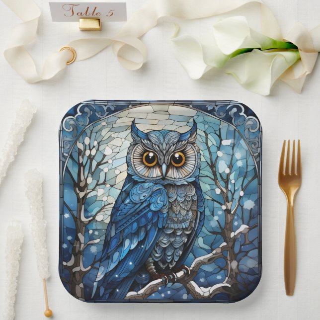 Stained Glass Owl Paper Plate (Wedding)