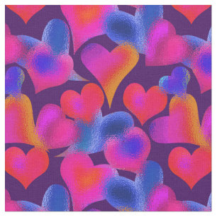 Stained Glass Painted Hearts   Valentine's Day Fabric