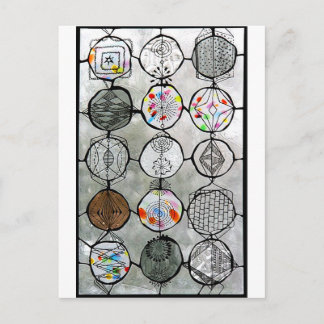 Stained glass painting postcard