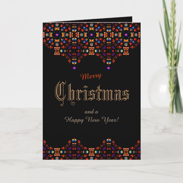 Stained glass paintings Mosaics  CC0149 Christmas Holiday Card (Front)